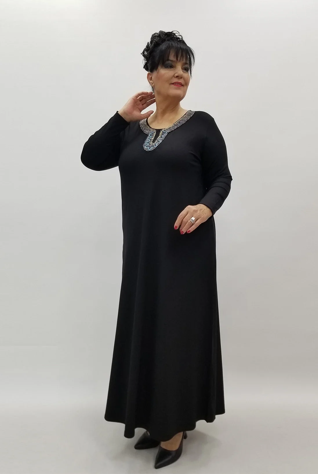 Miraggio Büyük Beden Elbise 4119 SİYAH/MAVİ