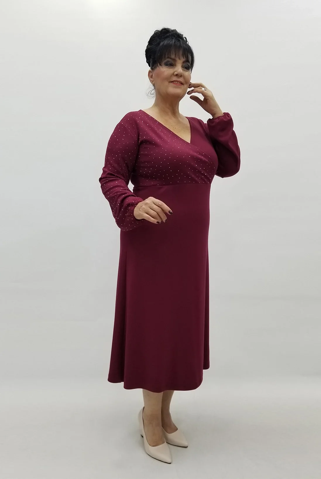 Miraggio Büyük Beden Elbise 4132 BORDO