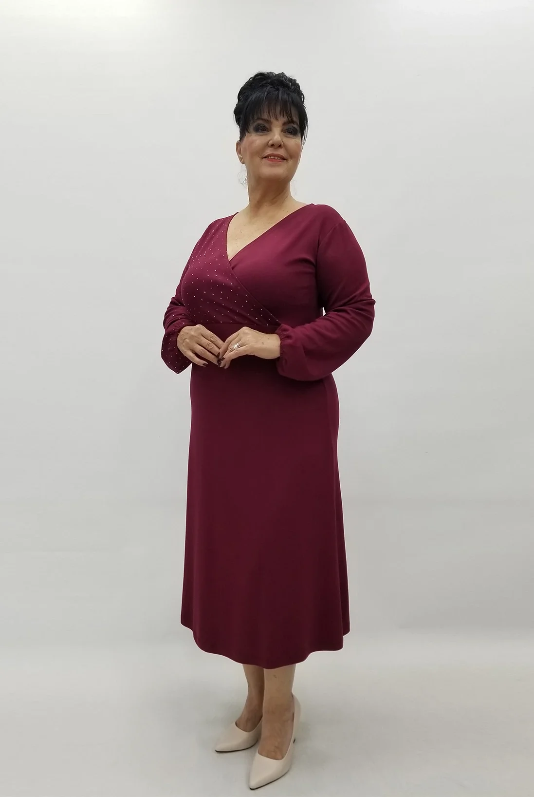 Miraggio Büyük Beden Elbise 4132 BORDO