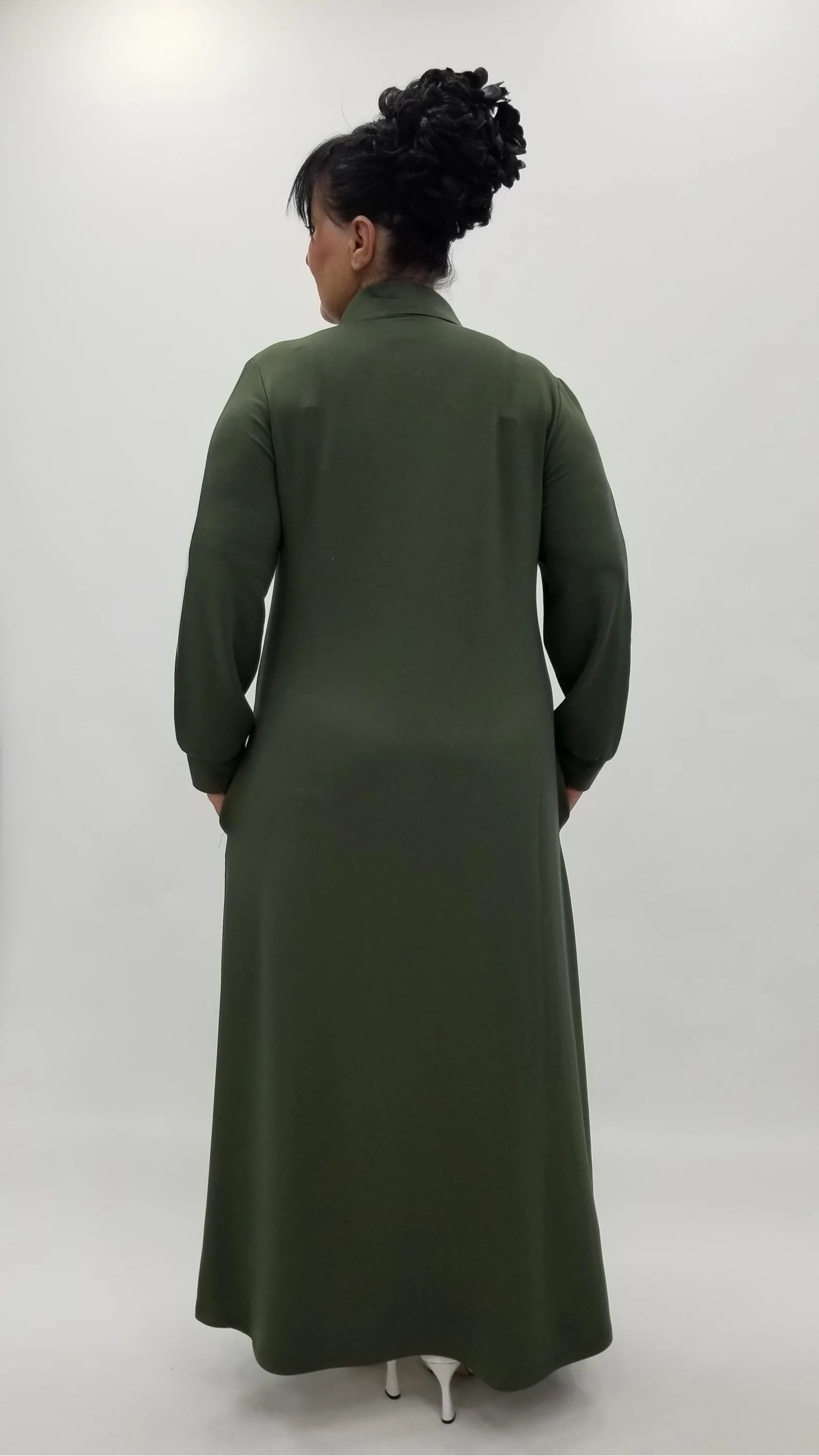 Miraggio Büyük Beden Elbise 4319 HAKİ/BEYAZ