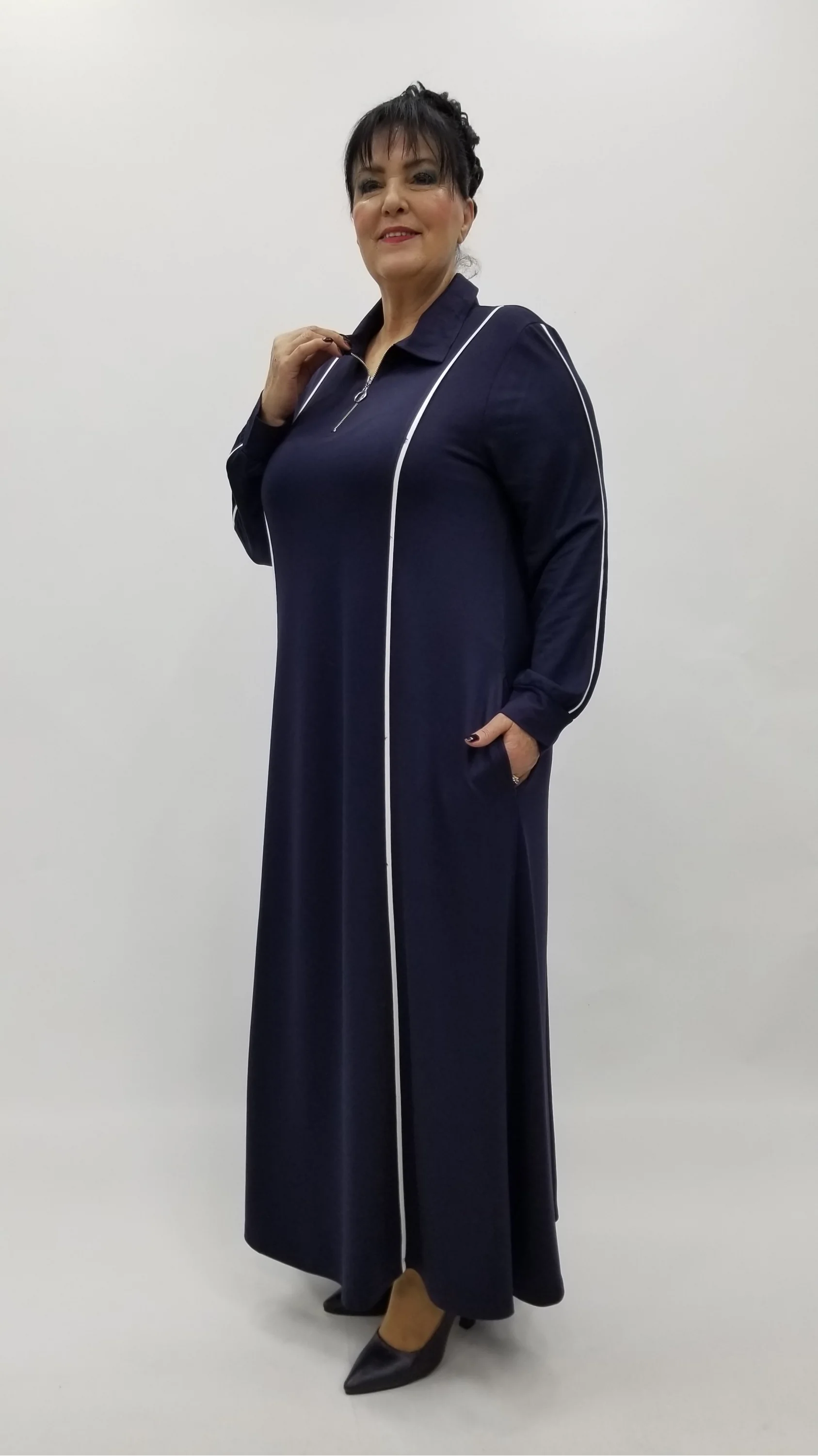 Miraggio Büyük Beden Elbise 4319 LACİ/BEYAZ