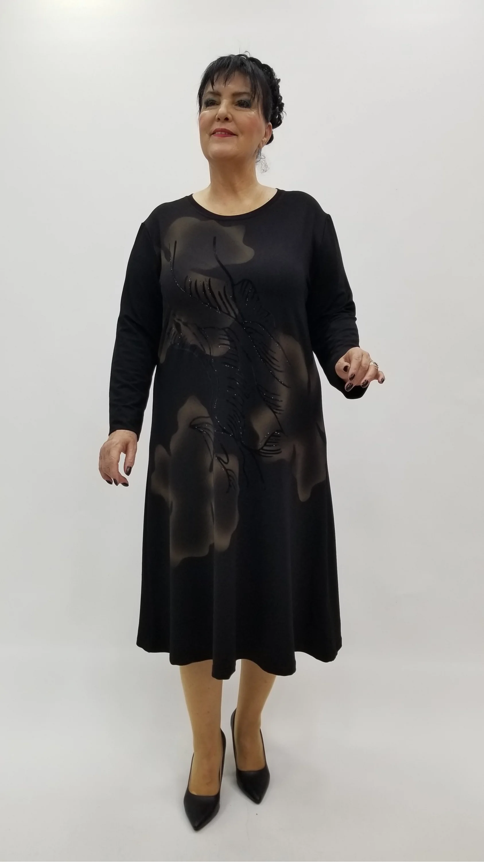 Miraggio Büyük Beden Elbise 4327 SİYAH/KAHVE