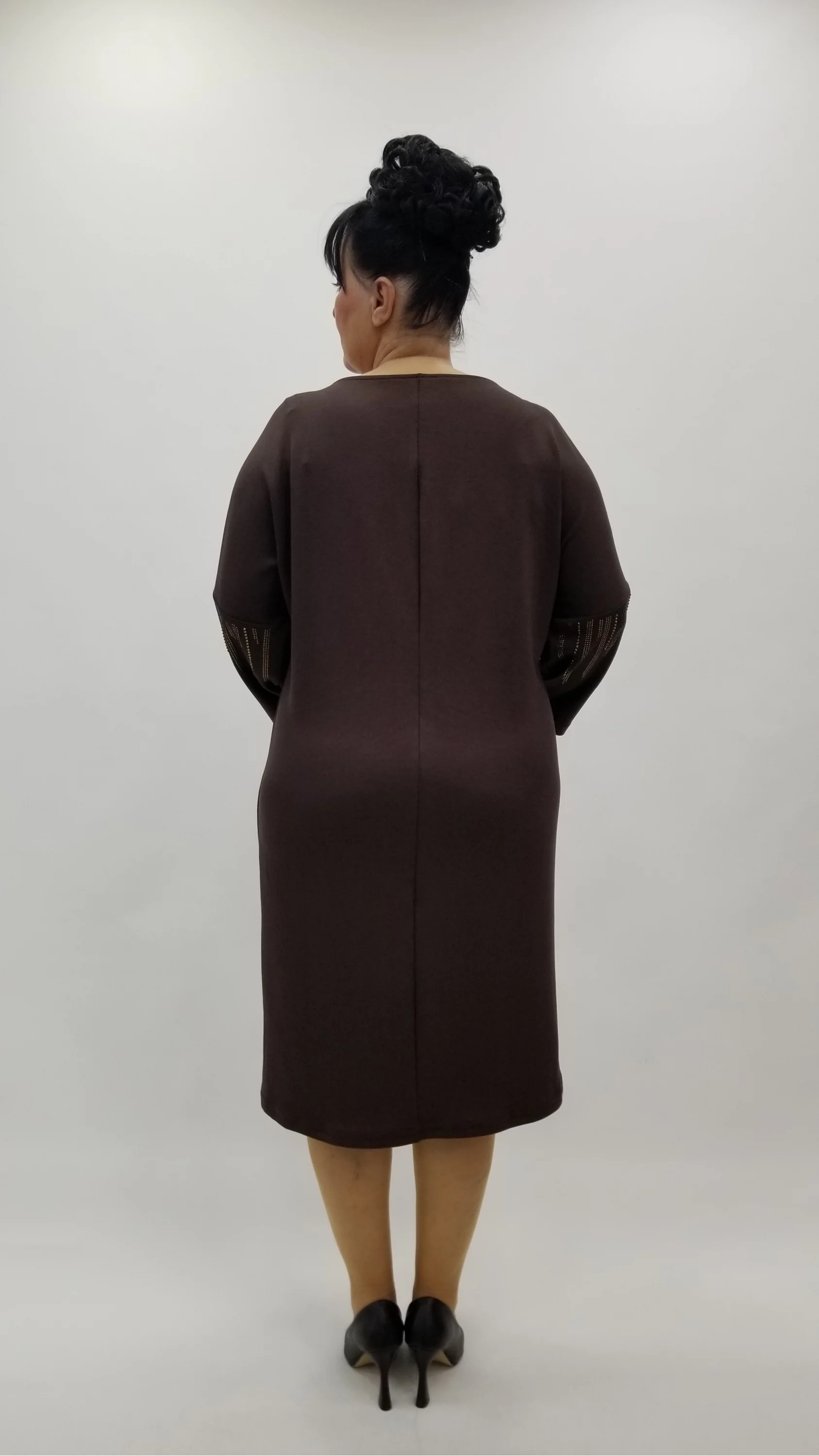 Miraggio Büyük Beden Elbise 4328 KAHVE