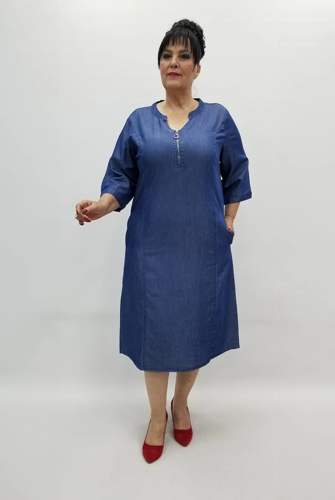 Miraggio Büyük Beden Elbise 97322 KOT MAVİ