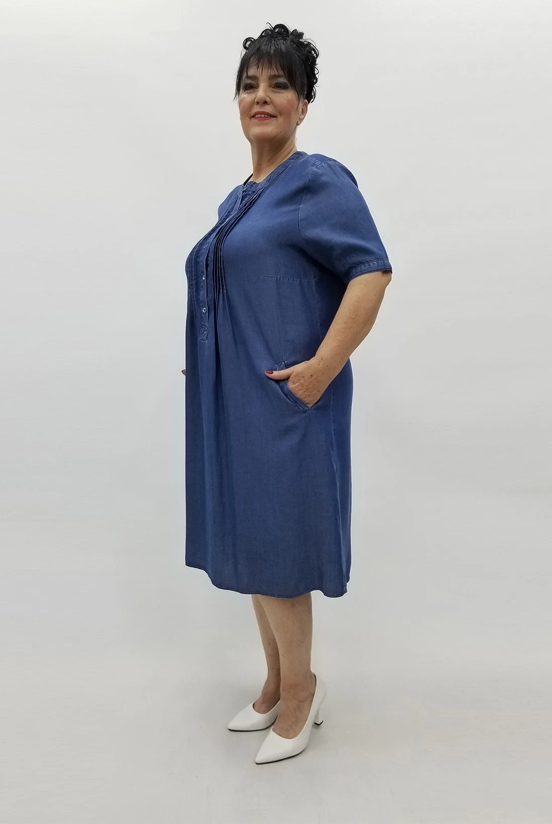 Miraggio Büyük Beden Elbise 97470 KOT MAVİ