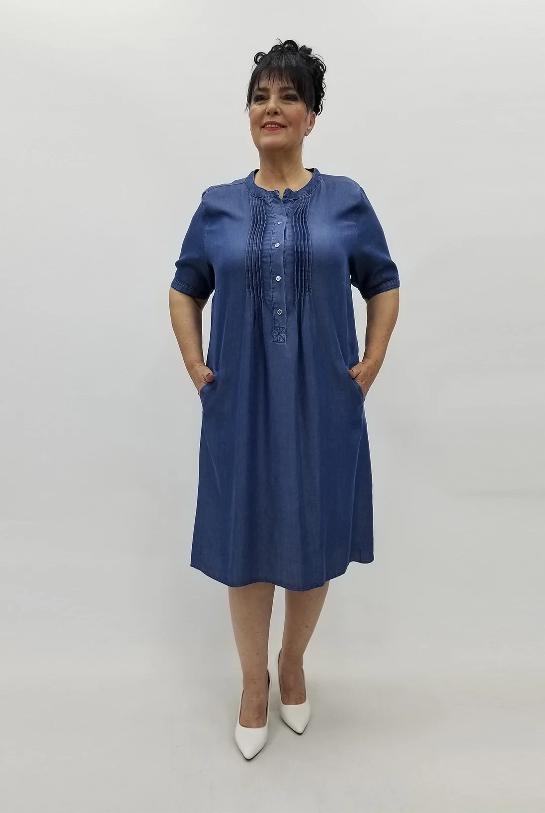 Miraggio Büyük Beden Elbise 97470 KOT MAVİ