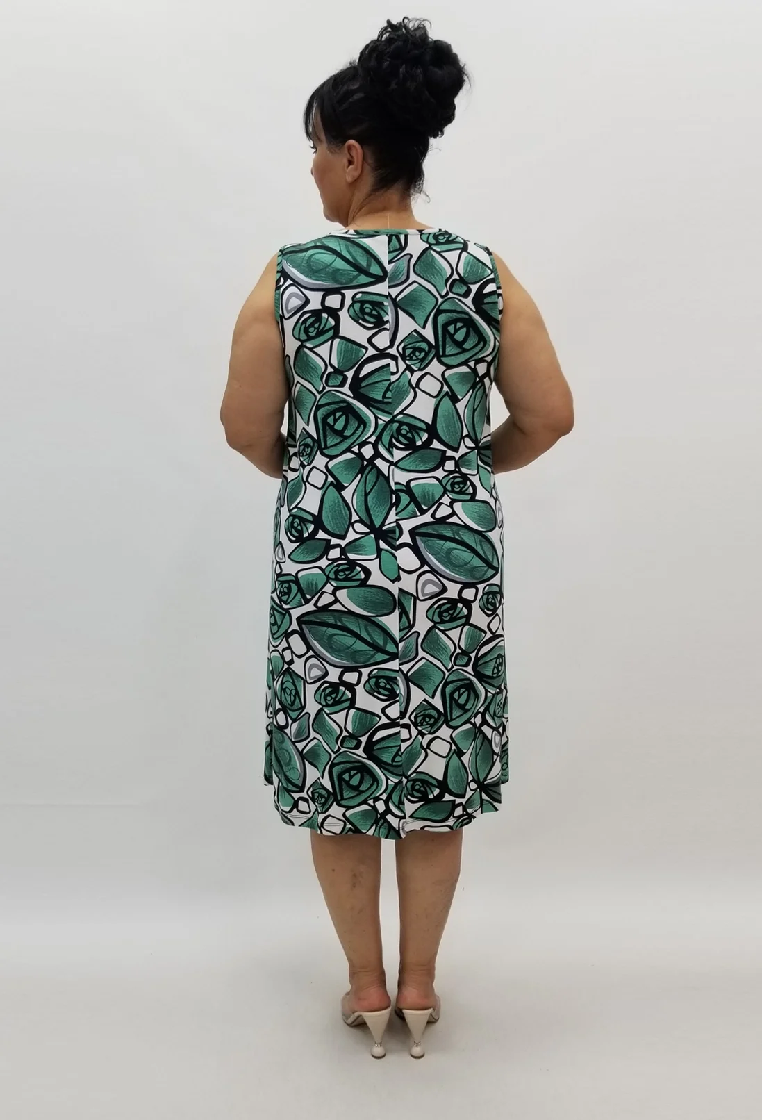 Miraggio Büyük Beden Elbise 97972 YEŞİL/BEYAZ