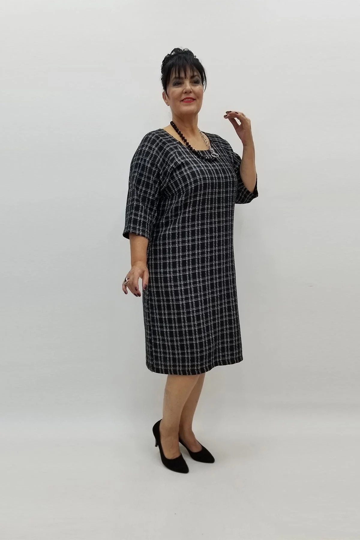 Miraggio Büyük Beden Elbise 97984 SİYAH/BEYAZ