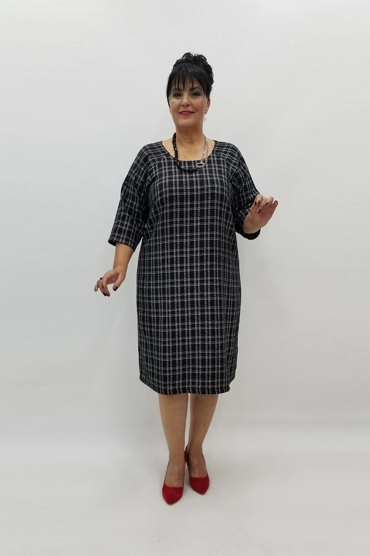 Miraggio Büyük Beden Elbise 97984 SİYAH/BEYAZ