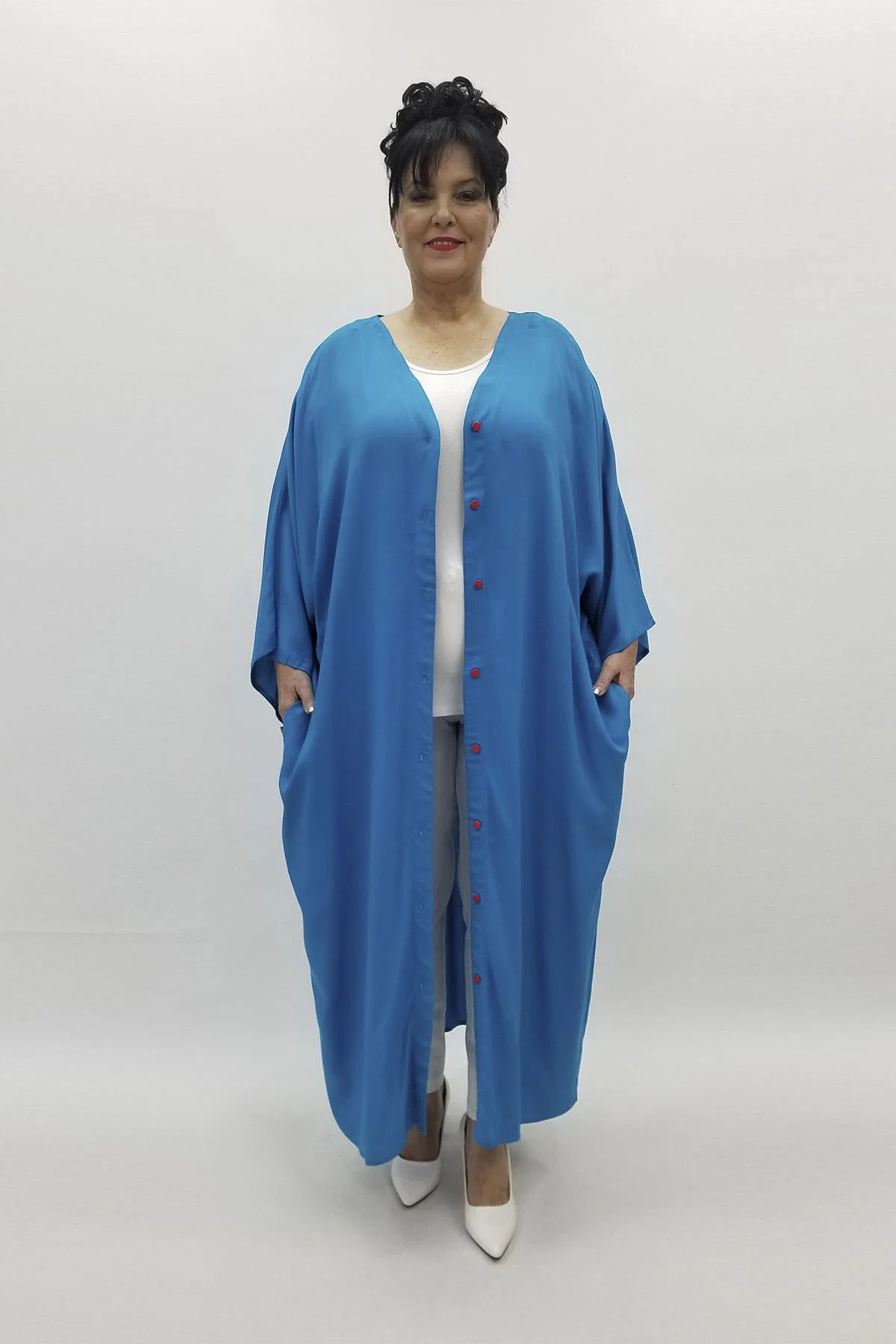 Miraggio Büyük Beden Elbise 98475 MAVİ