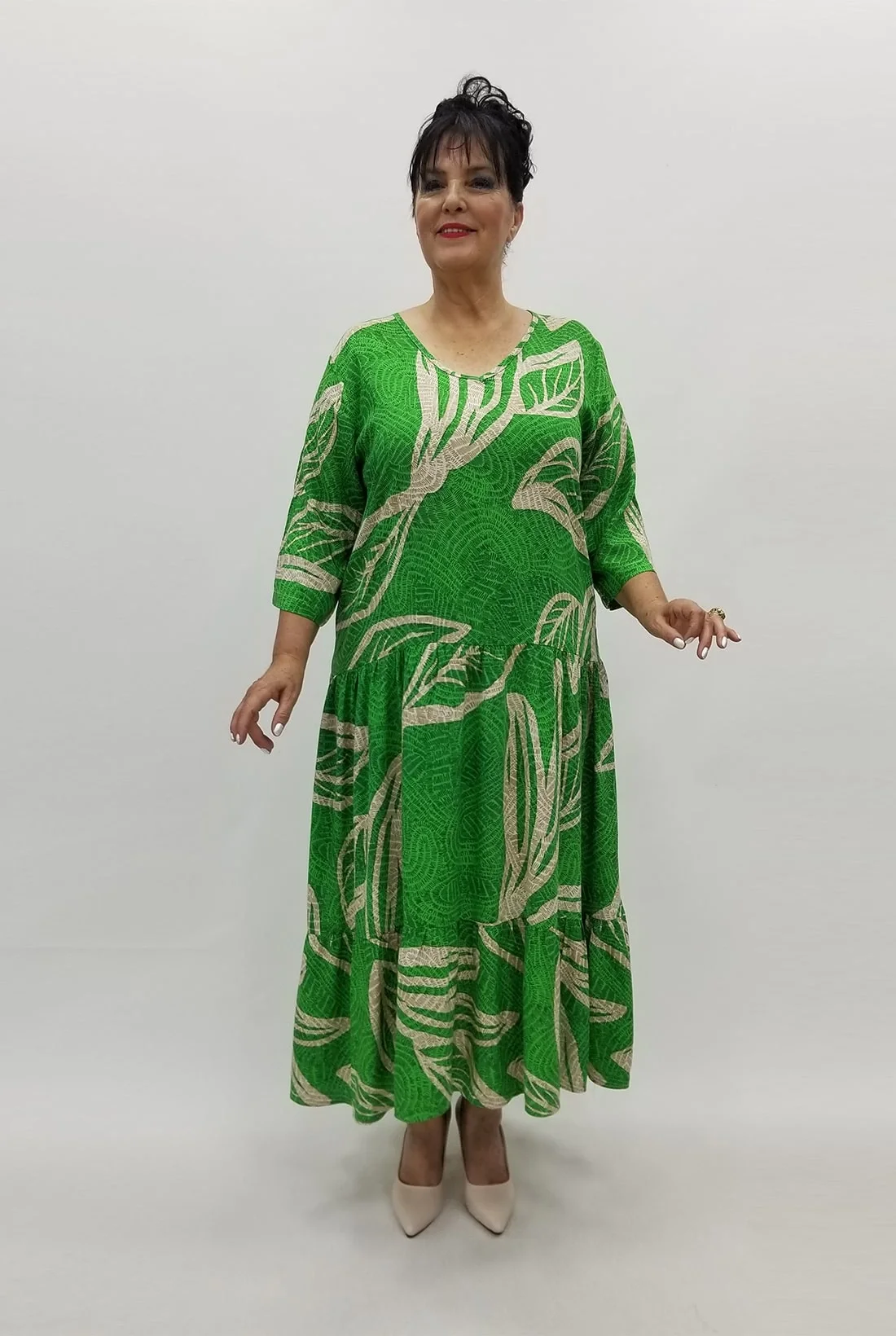 Miraggio Büyük Beden Elbise 98801 YEŞİL