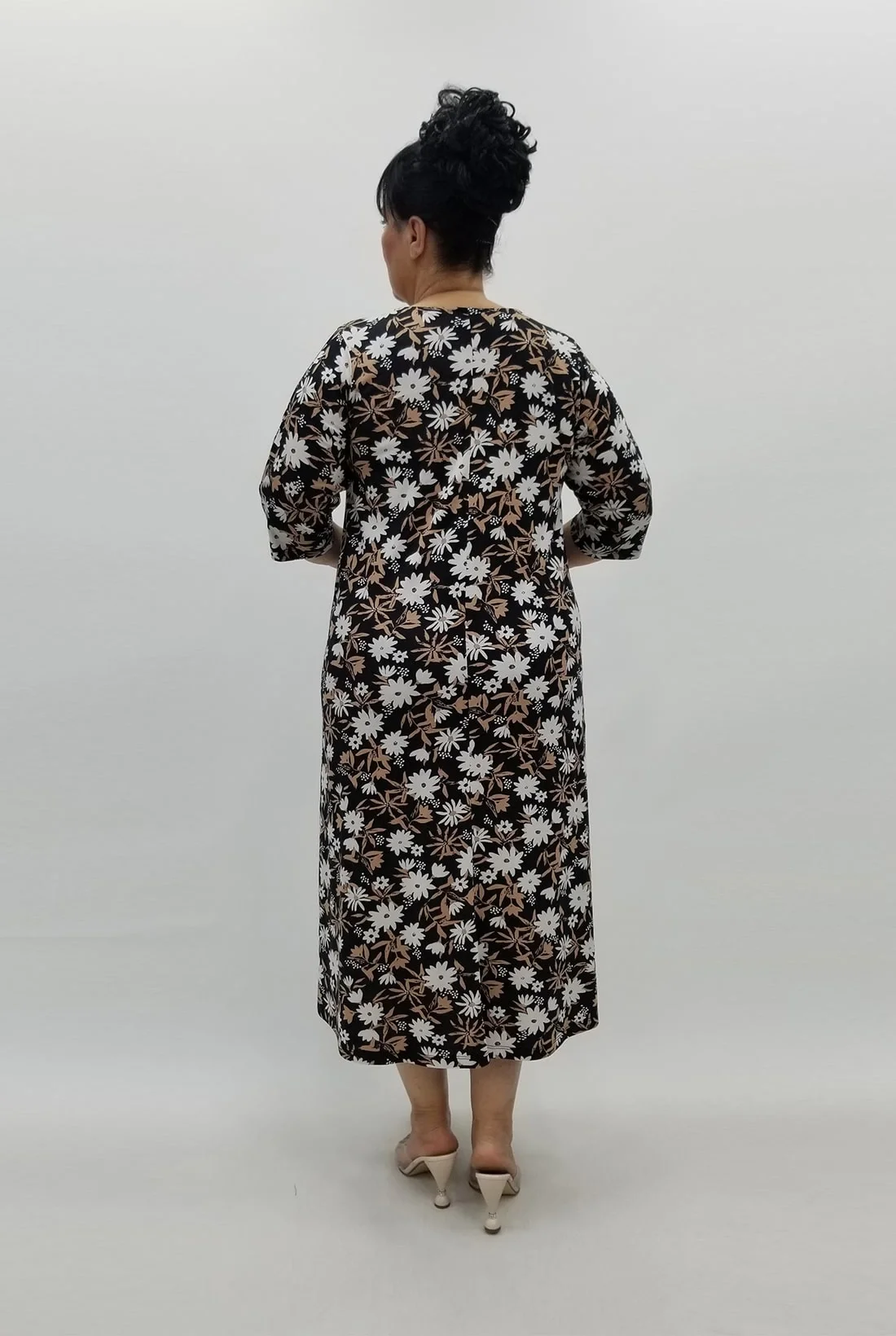 Miraggio Büyük Beden Elbise 98820 KAHVE-SİYAH