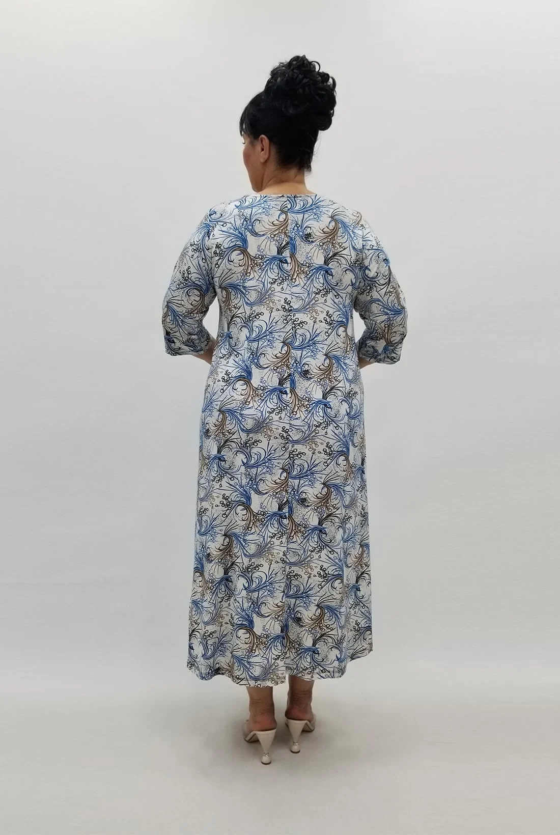 Miraggio Büyük Beden Elbise 98824 MAVİ BEYAZ