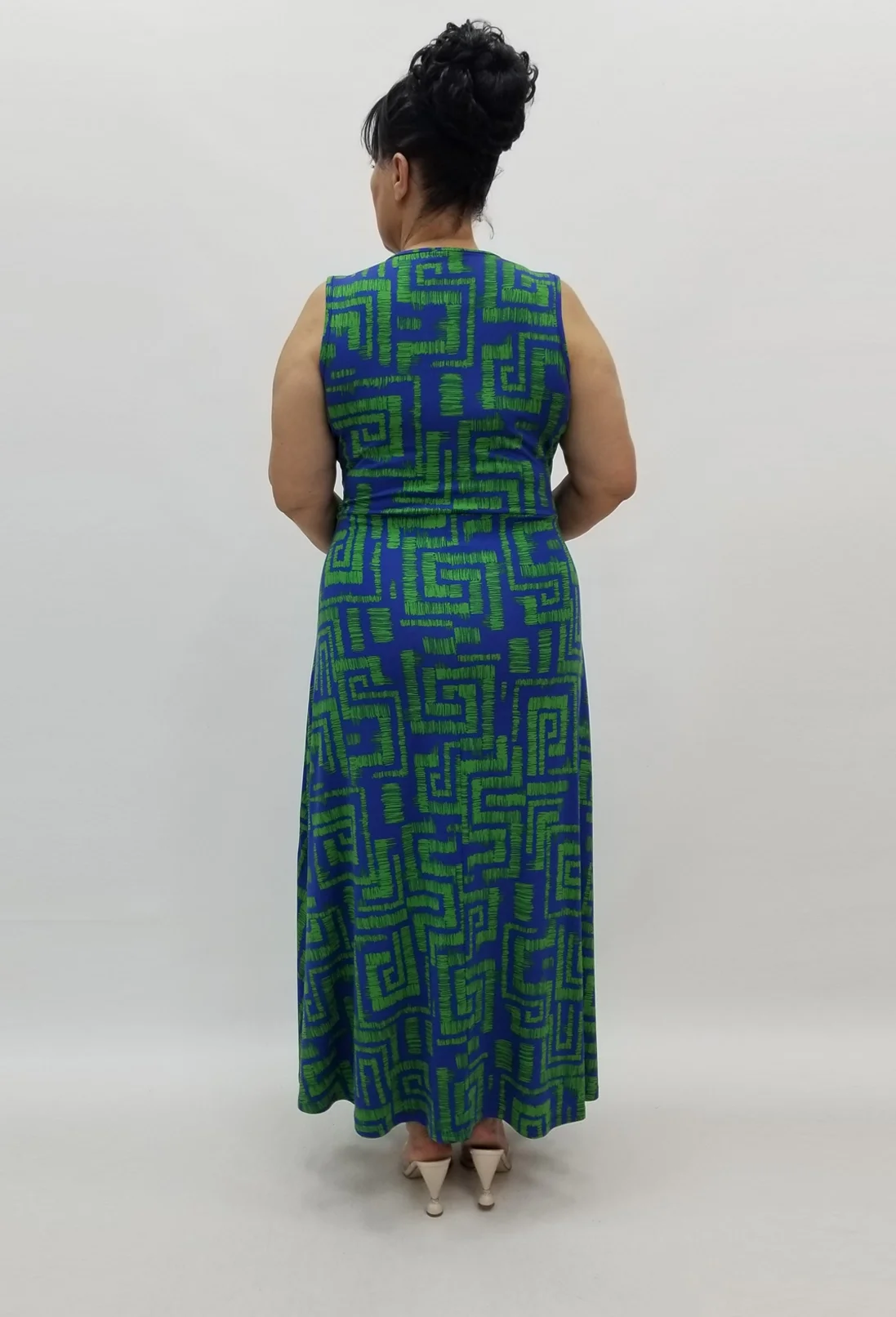 Miraggio Büyük Beden Elbise 98896 SAKS/YEŞİL