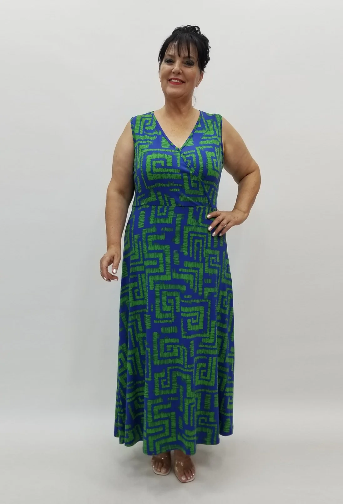 Miraggio Büyük Beden Elbise 98896 SAKS/YEŞİL