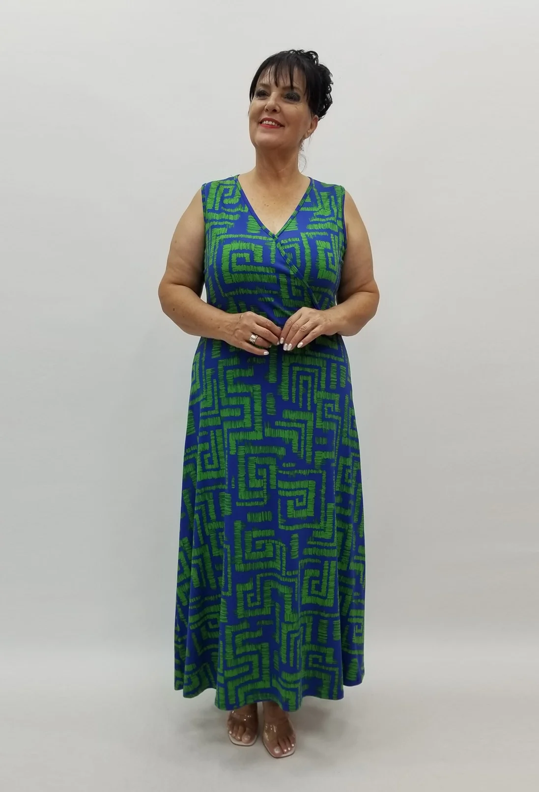 Miraggio Büyük Beden Elbise 98896 SAKS/YEŞİL