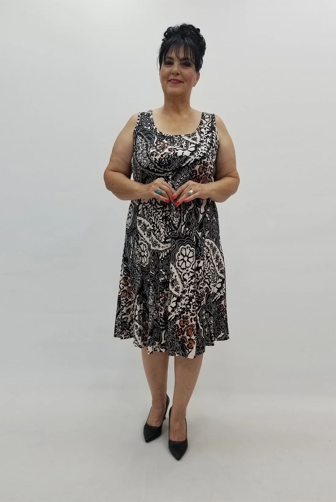 Miraggio Büyük Beden Elbise 98905 SİYAH/BEJ