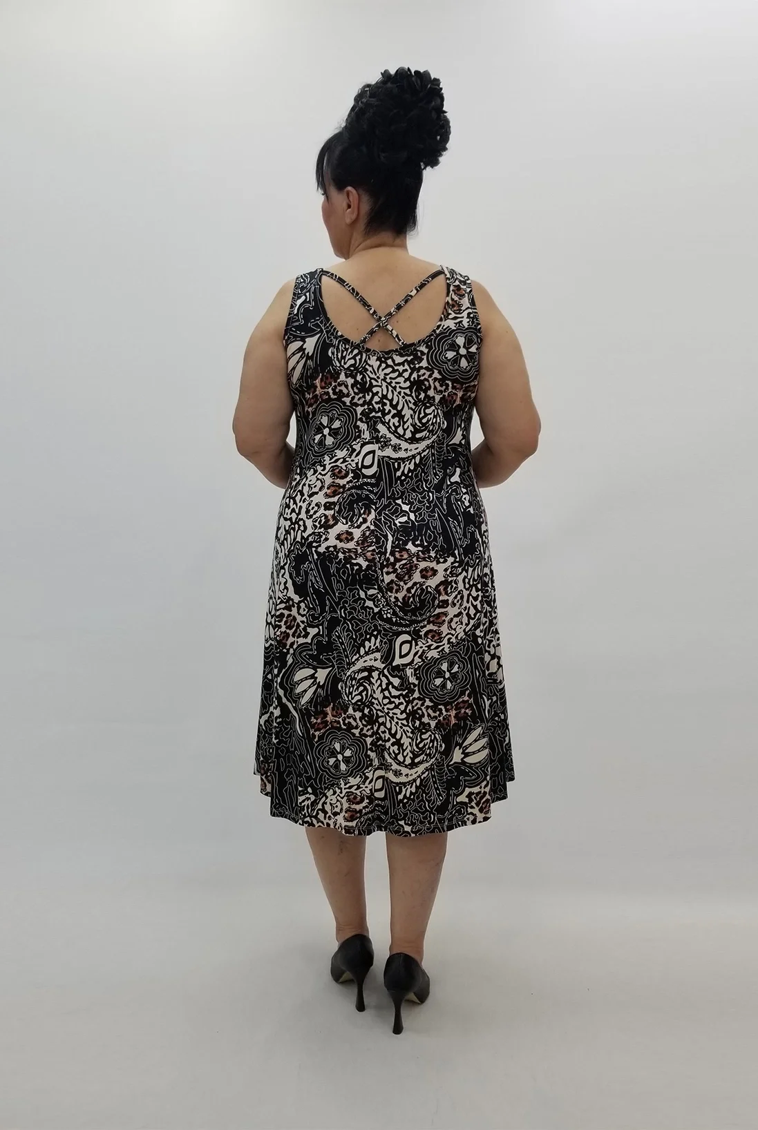 Miraggio Büyük Beden Elbise 98905 SİYAH/BEJ