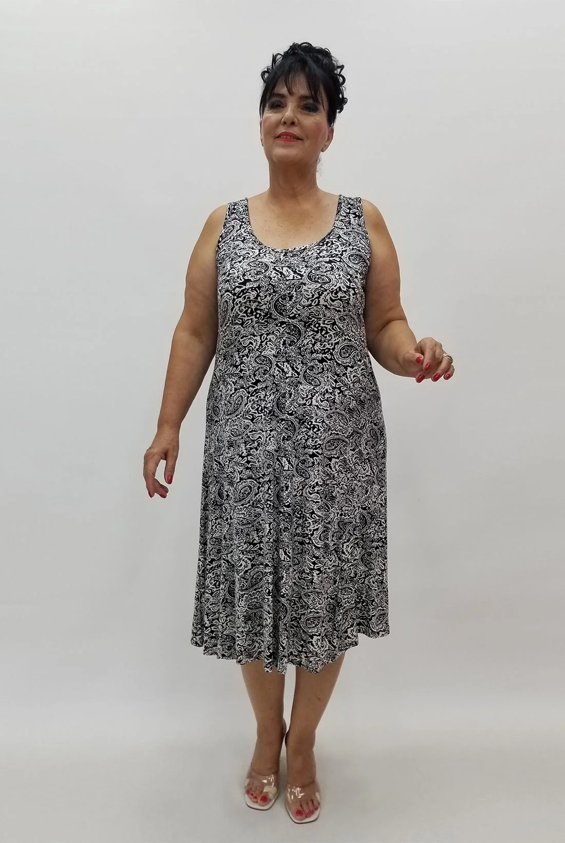 Miraggio Büyük Beden Elbise 98912 SİYAH/BEYAZ