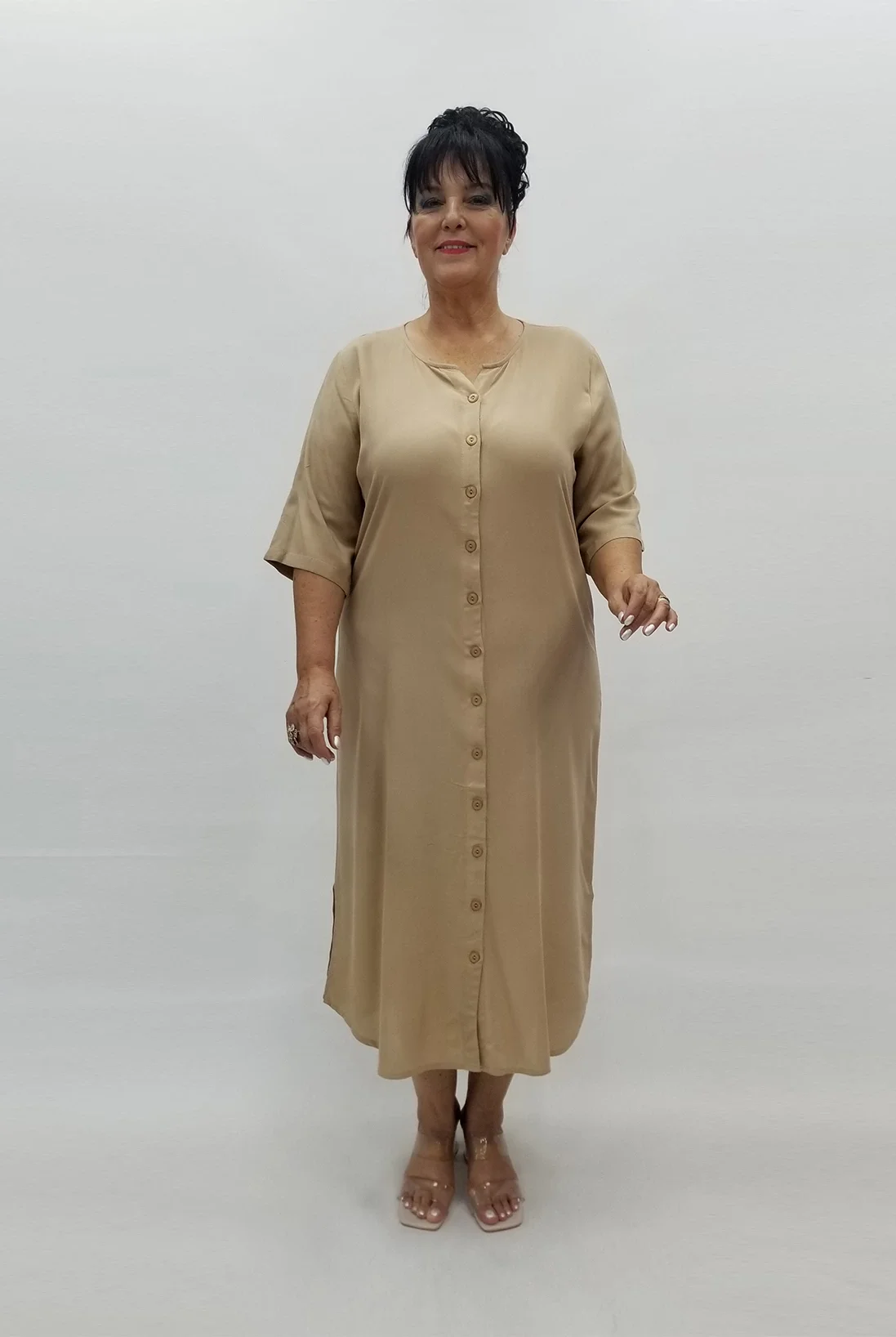 Miraggio Büyük Beden Elbise 98940 BEJ