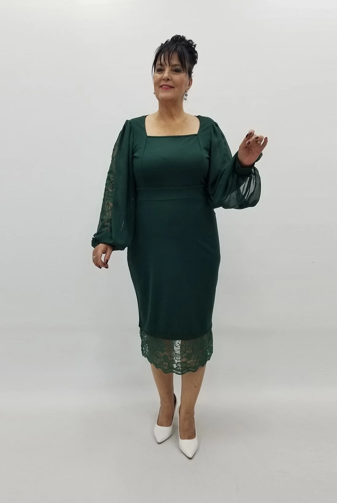 Miraggio Büyük Beden Elbise 99112 YEŞİL