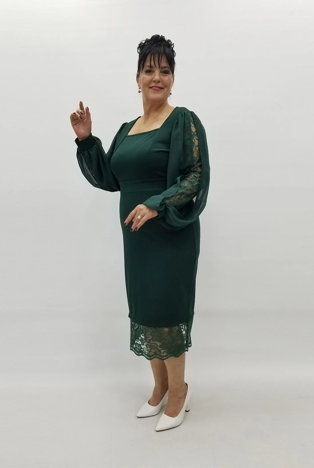 Miraggio Büyük Beden Elbise 99112 YEŞİL