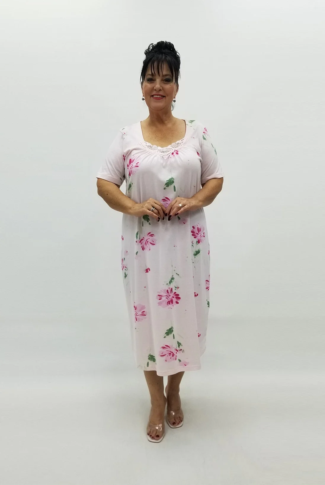 Miraggio Büyük Beden Elbise 99127 PEMBE ÇİÇEKLİ