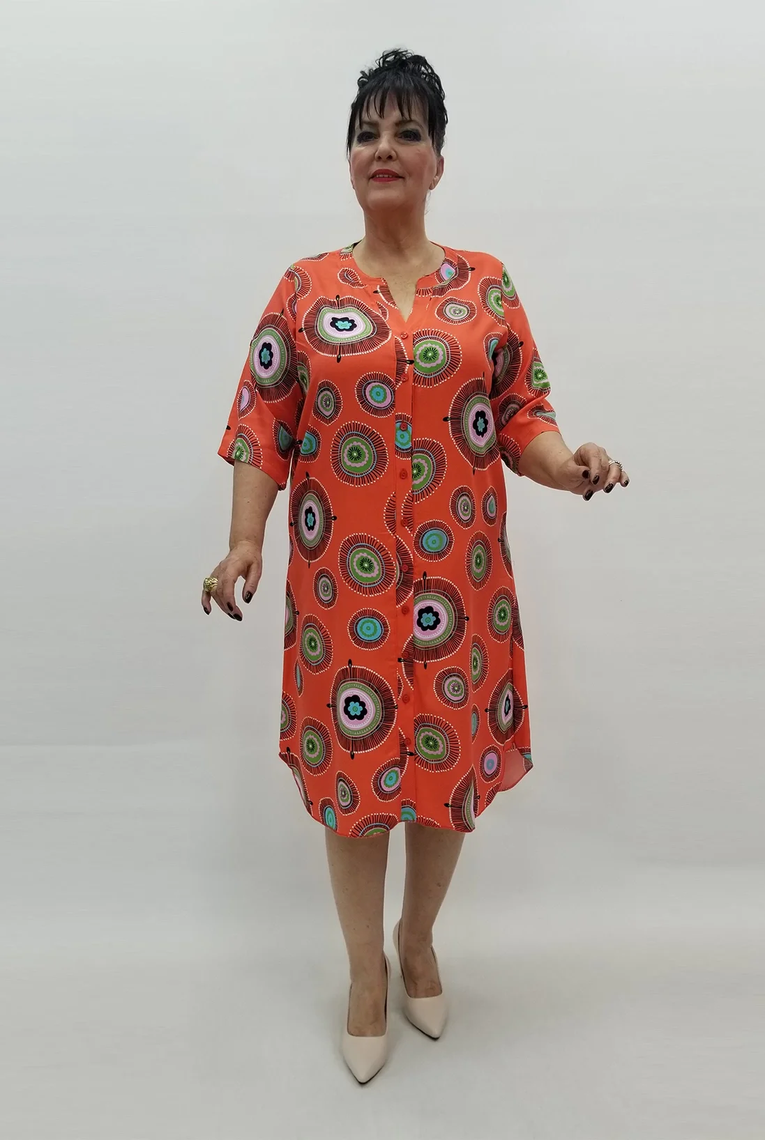 Miraggio Büyük Beden Elbise 99266 TURUNCU