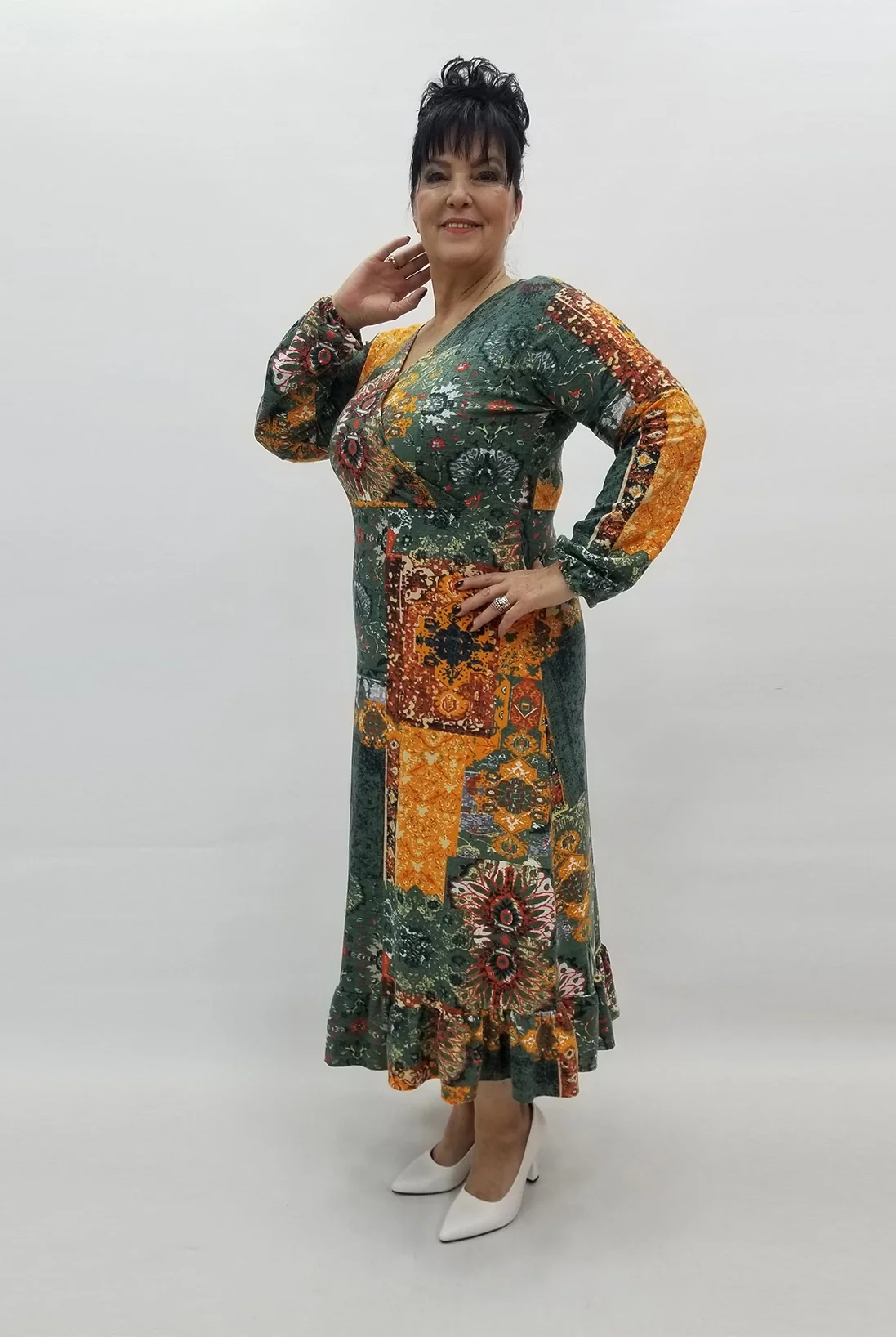 Miraggio Büyük Beden Elbise 99304 HAKİ