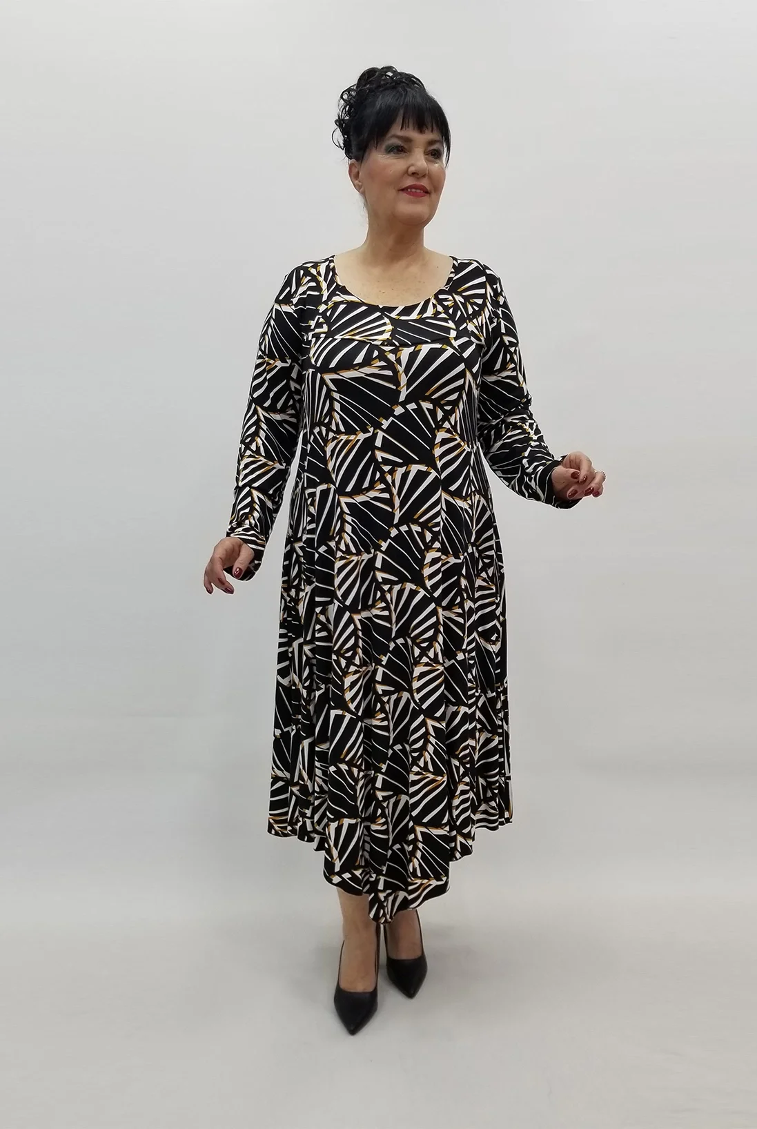 Miraggio Büyük Beden Elbise 99471 SİYAH/TABA