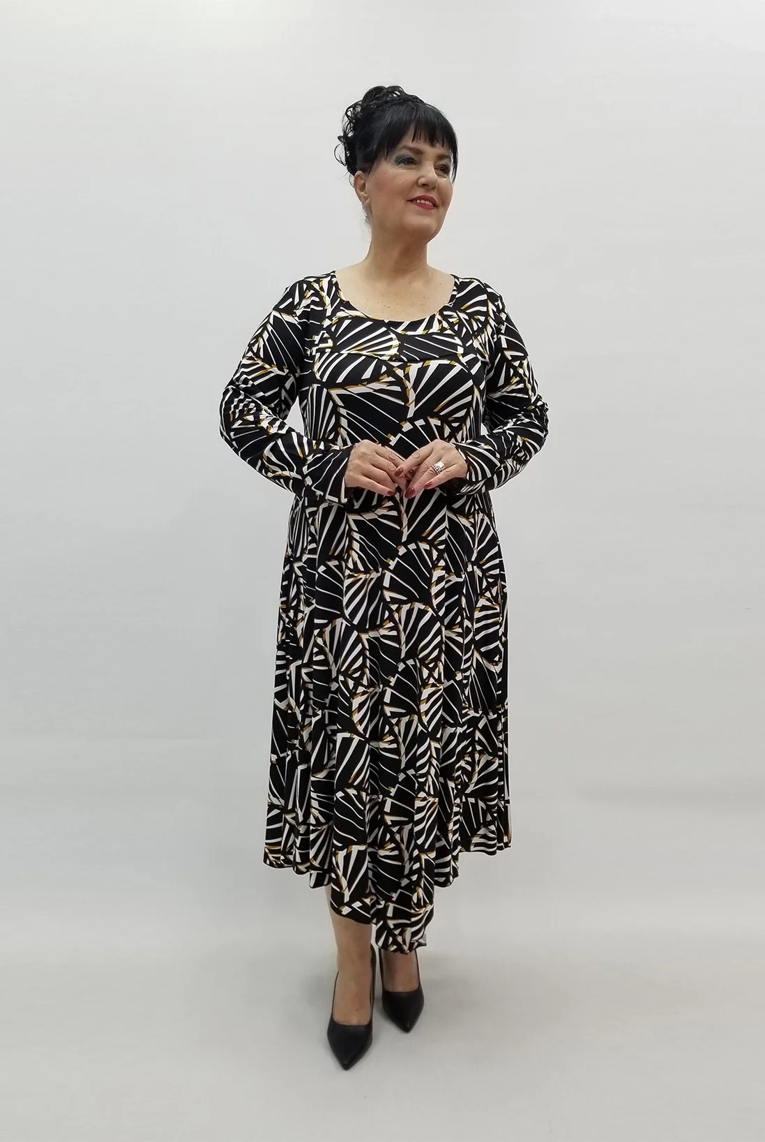 Miraggio Büyük Beden Elbise 99471 SİYAH/TABA