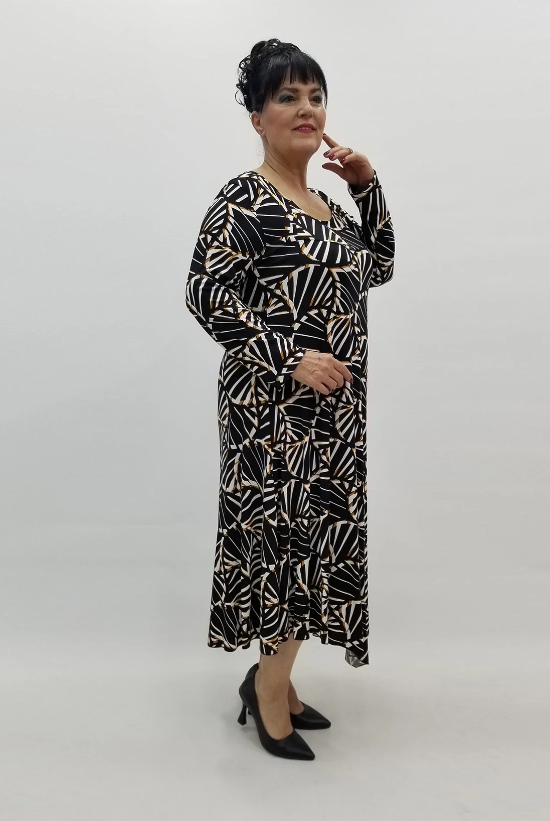 Miraggio Büyük Beden Elbise 99471 SİYAH/TABA