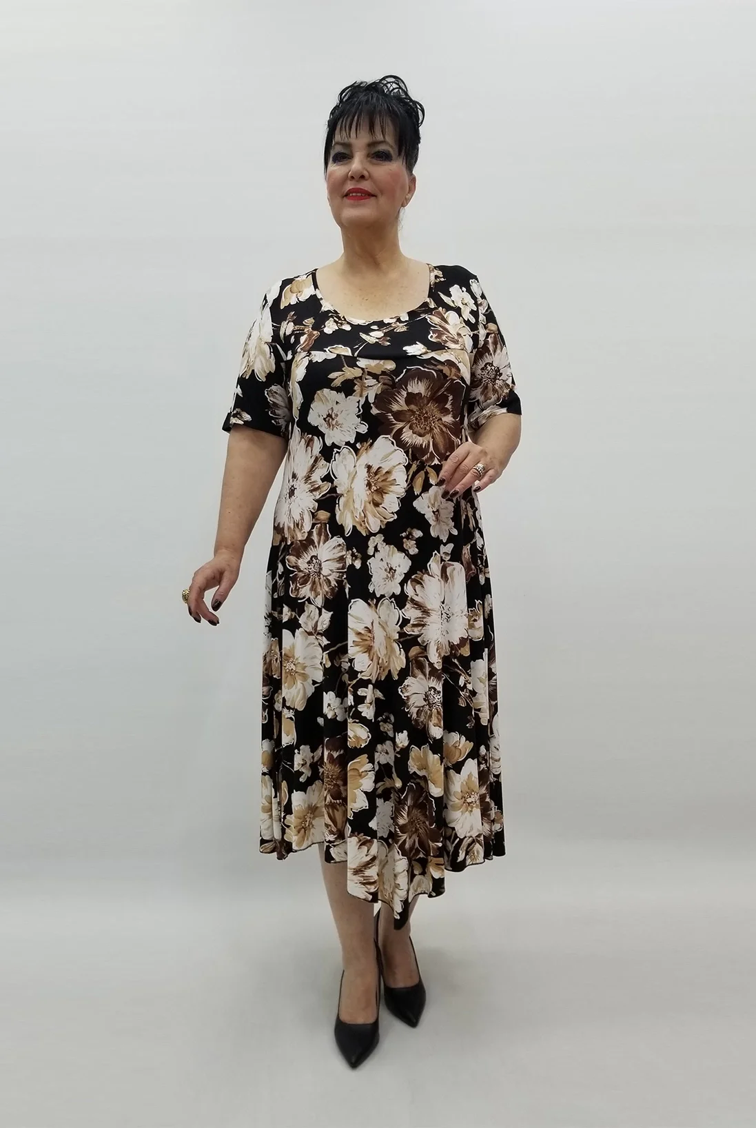 Miraggio Büyük Beden Elbise 99472 KAHVE