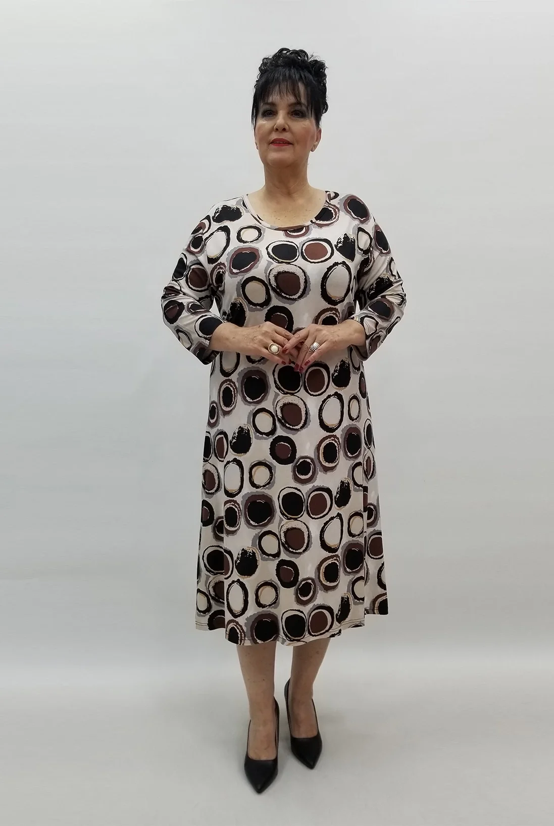 Miraggio Büyük Beden Elbise 99577 KAHVE