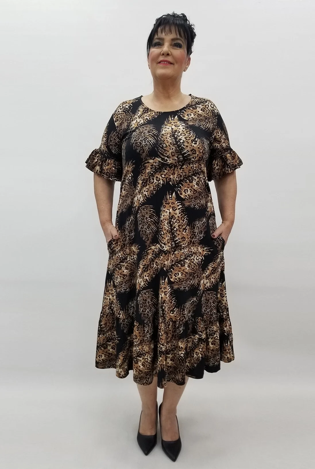 Miraggio Büyük Beden Elbise 99585 KAHVE-SİYAH