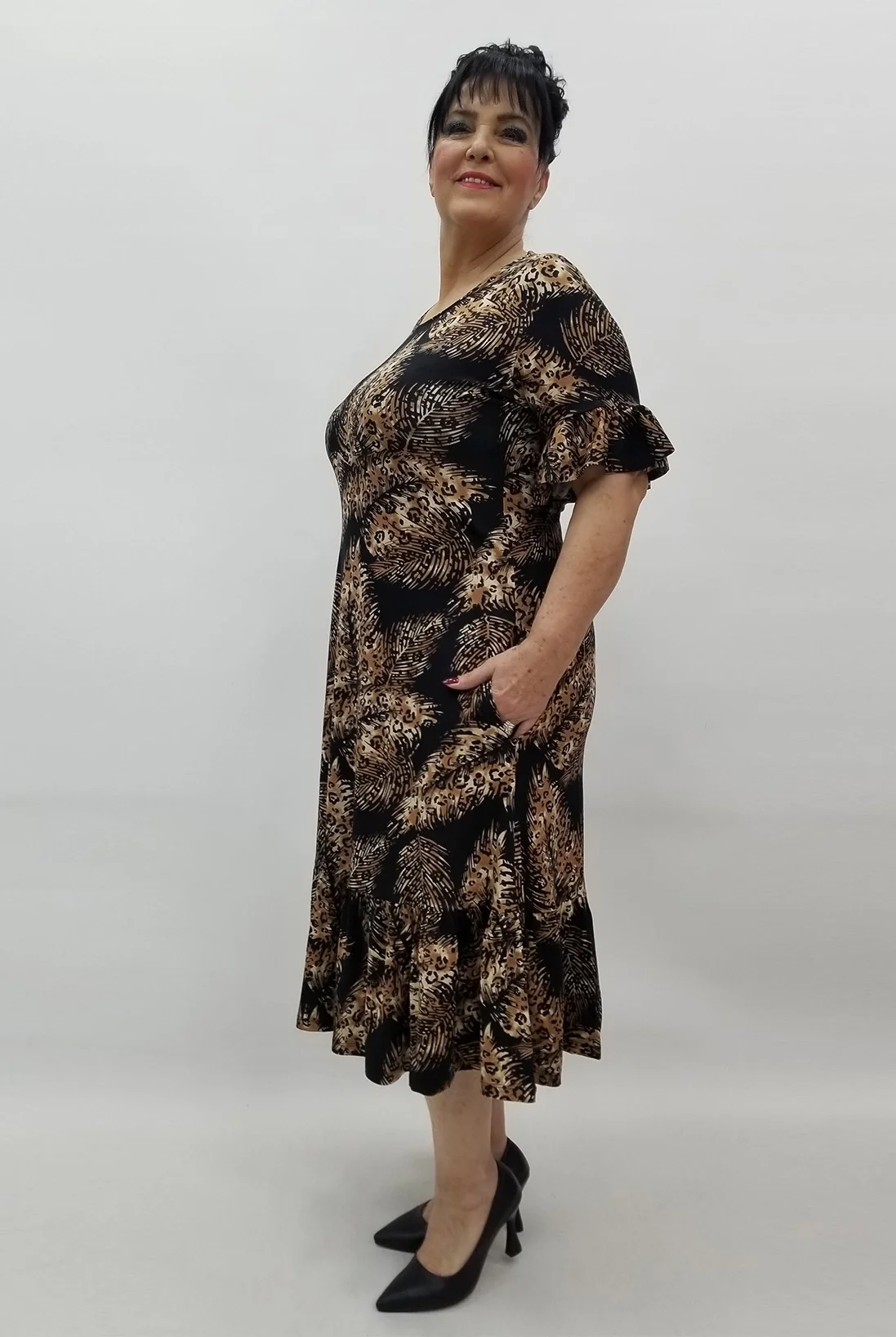 Miraggio Büyük Beden Elbise 99585 KAHVE-SİYAH