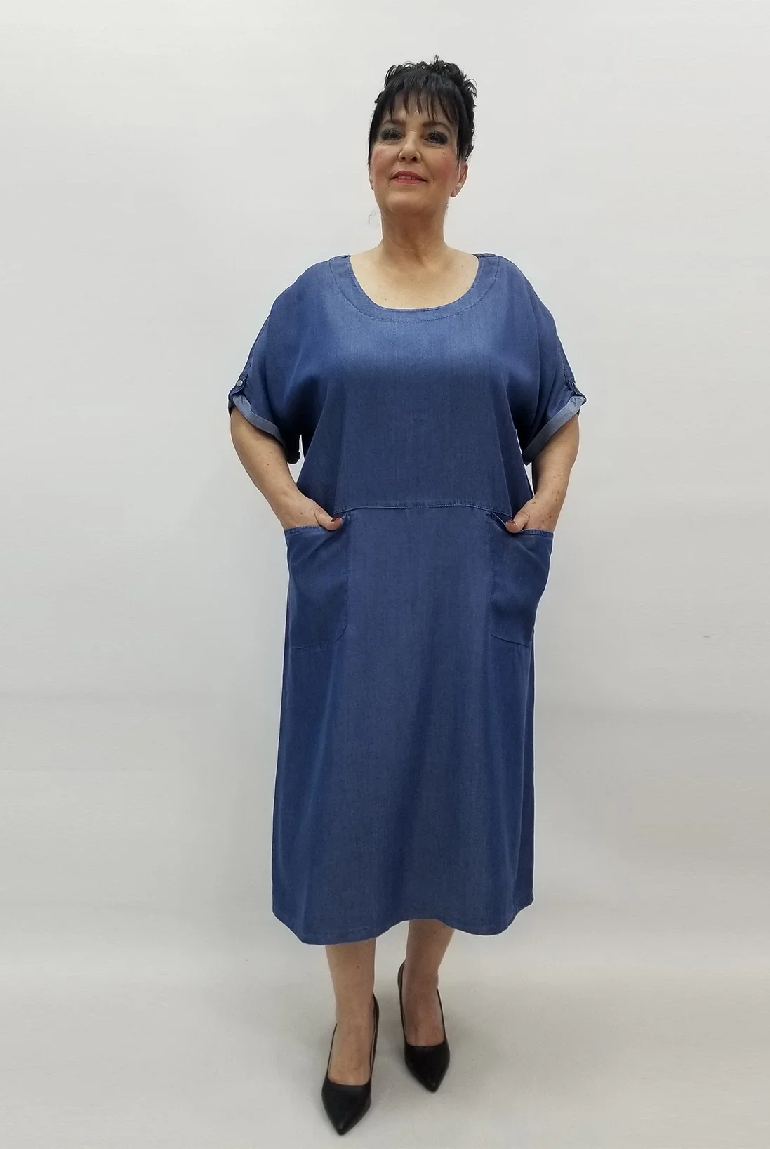 Miraggio Büyük Beden Elbise 99588 KOT MAVİ