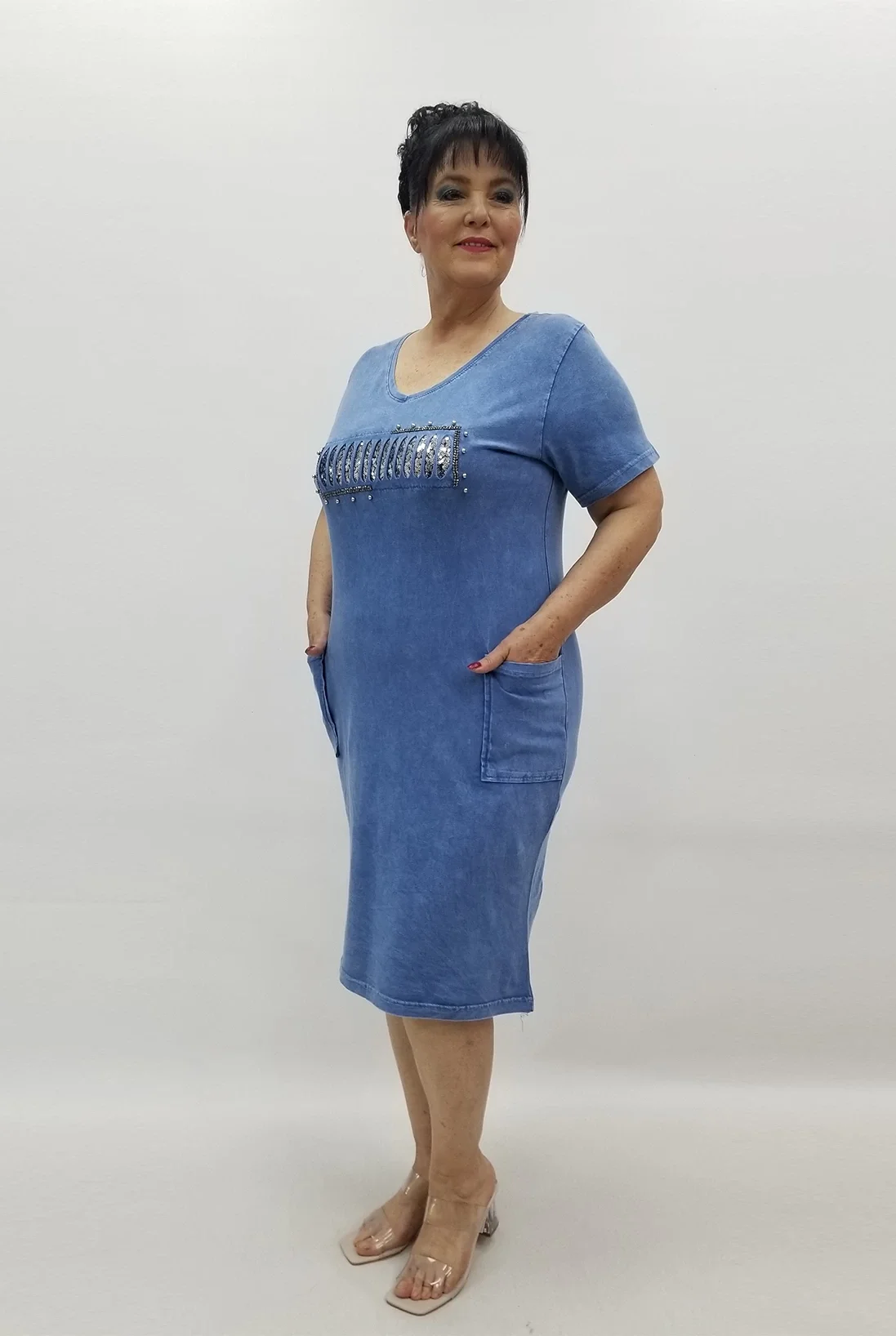 Miraggio Büyük Beden Elbise 99635 MAVİ