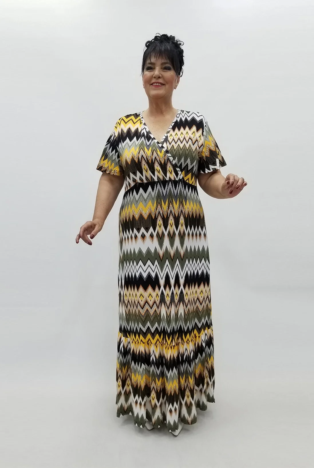 Miraggio Büyük Beden Elbise 99770 HAKİ/BEYAZ