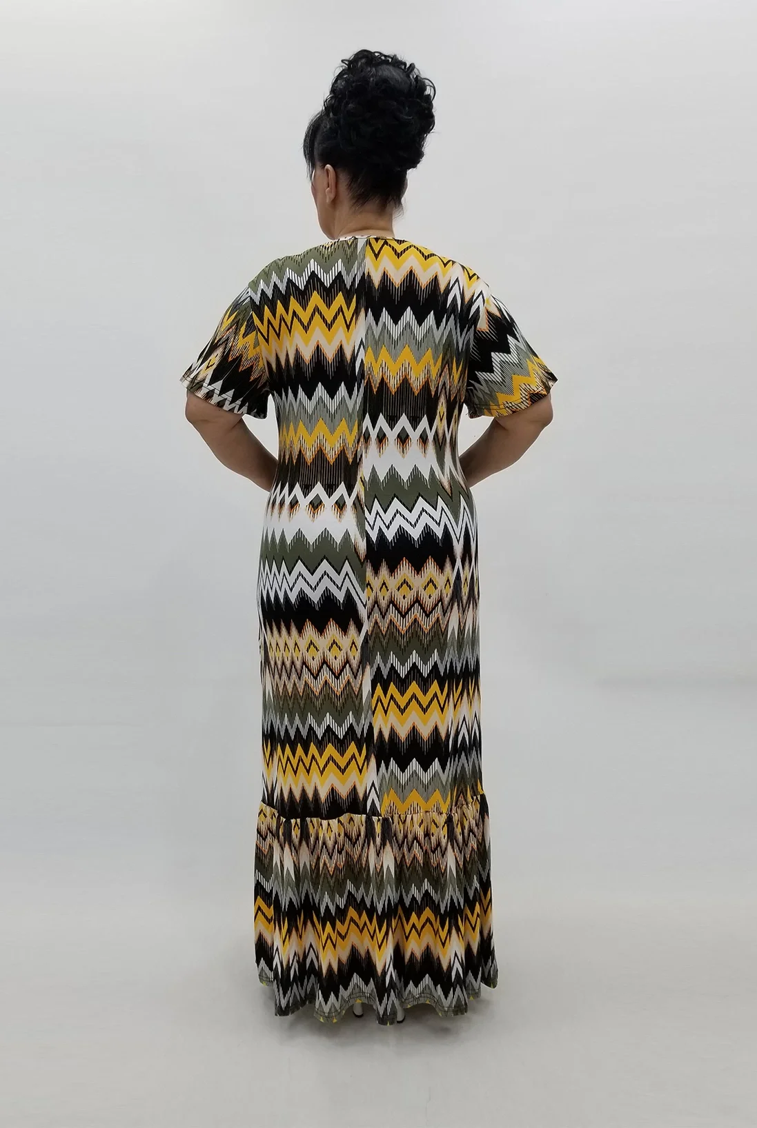 Miraggio Büyük Beden Elbise 99770 HAKİ/BEYAZ