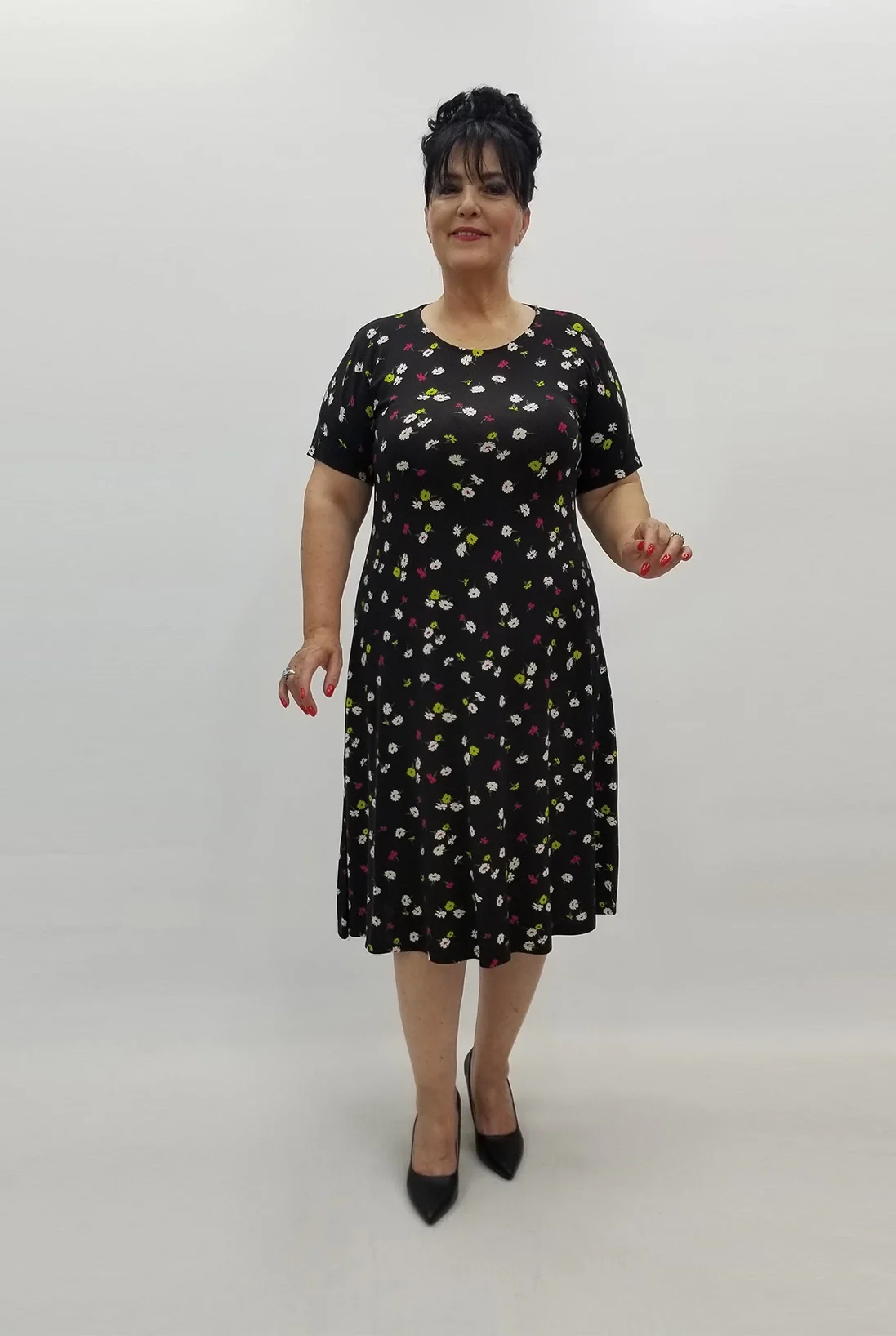 Miraggio Büyük Beden Elbise 99801 SİYAHÇİÇEKLİ