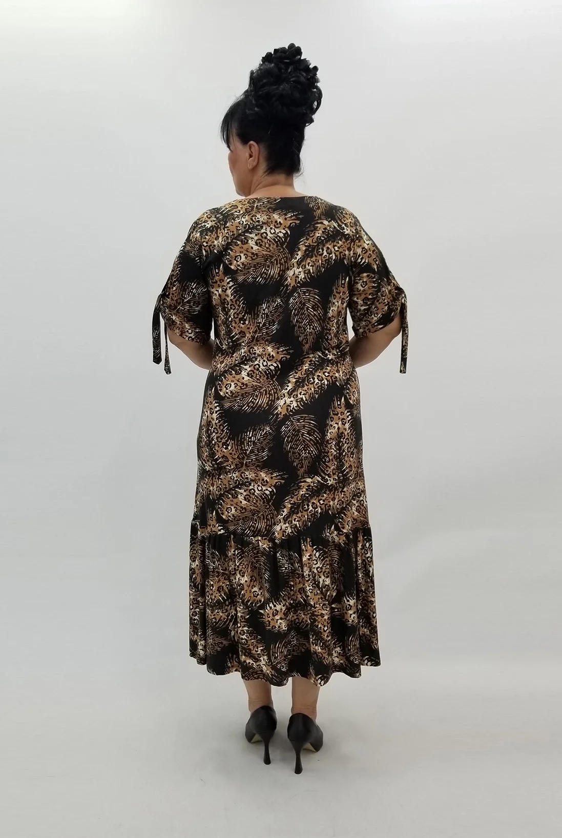 Miraggio Büyük Beden Elbise 99806 KAHVE-SİYAH