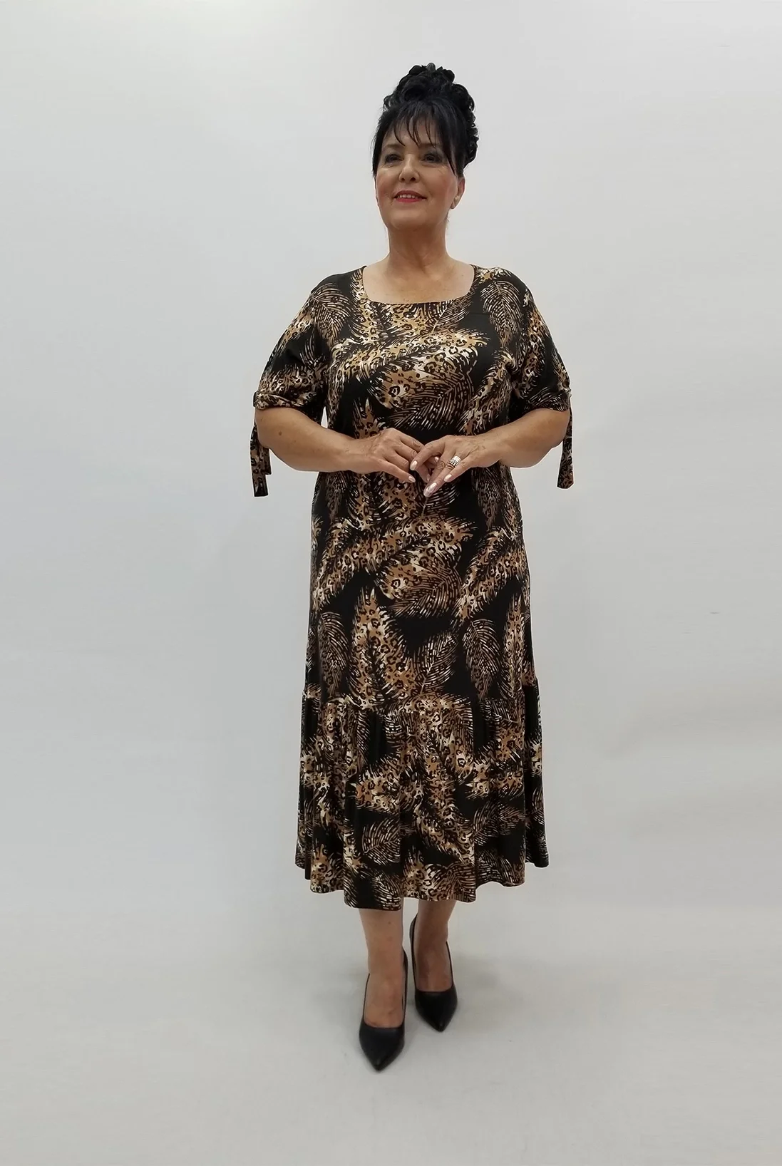 Miraggio Büyük Beden Elbise 99806 KAHVE-SİYAH