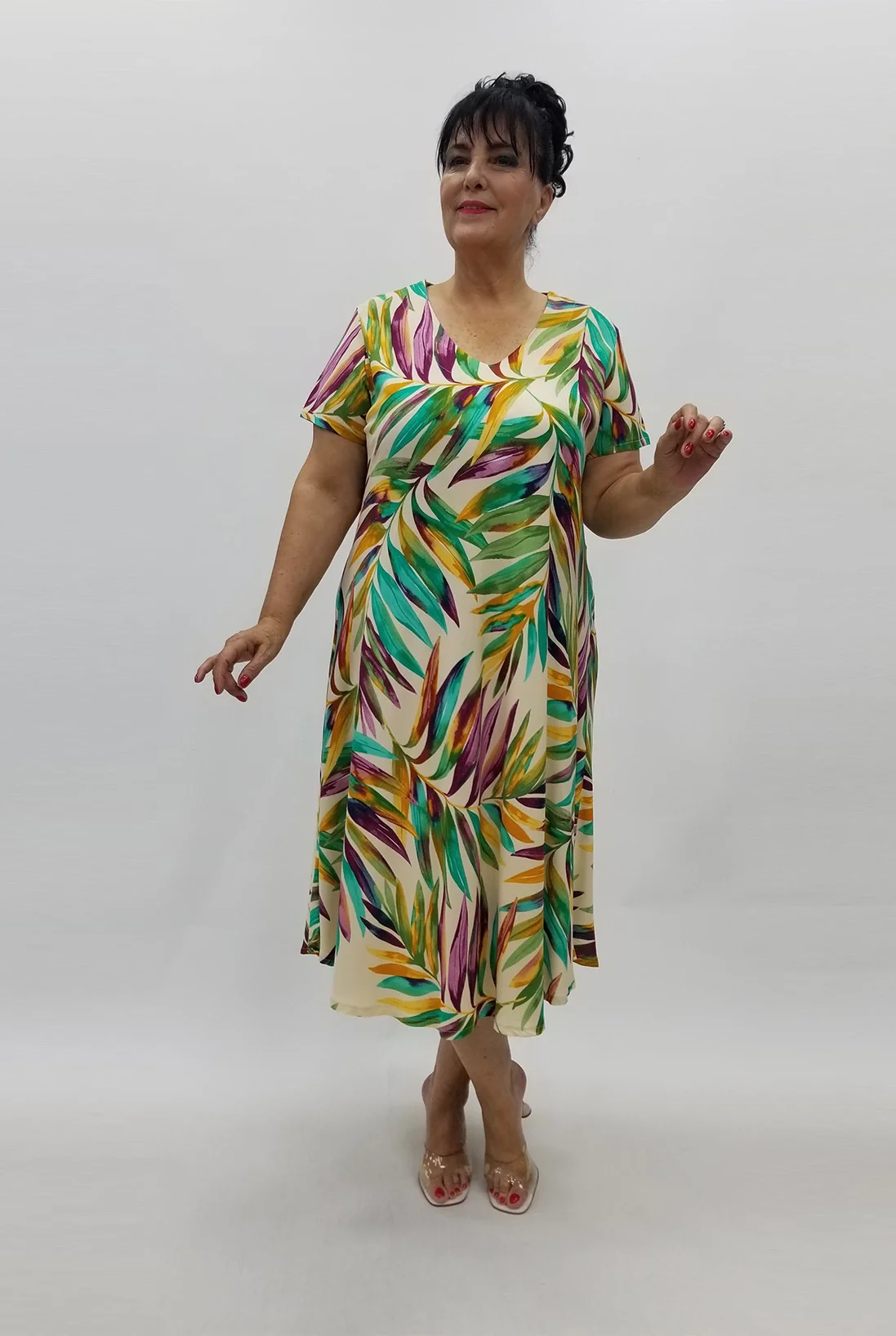 Miraggio Büyük Beden Elbise 99810 KREM