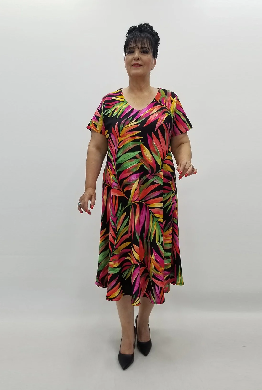 Miraggio Büyük Beden Elbise 99810 SİYAH/SARI