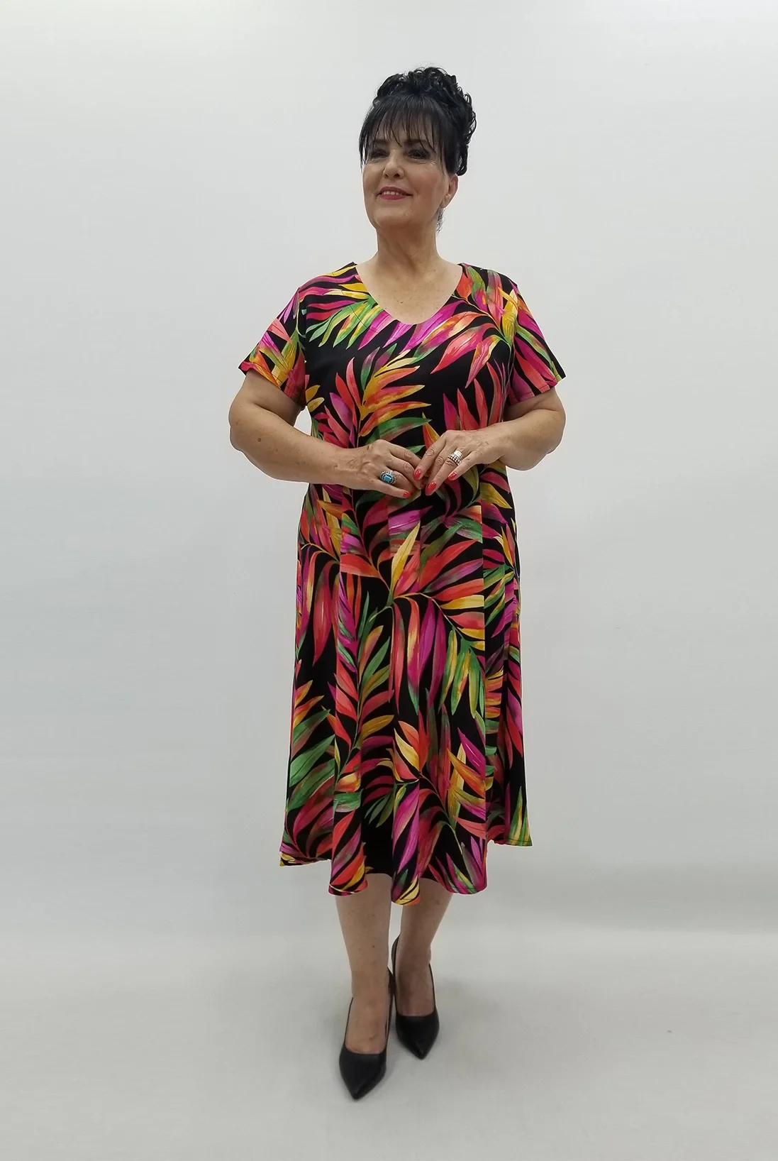 Miraggio Büyük Beden Elbise 99810 SİYAH/SARI