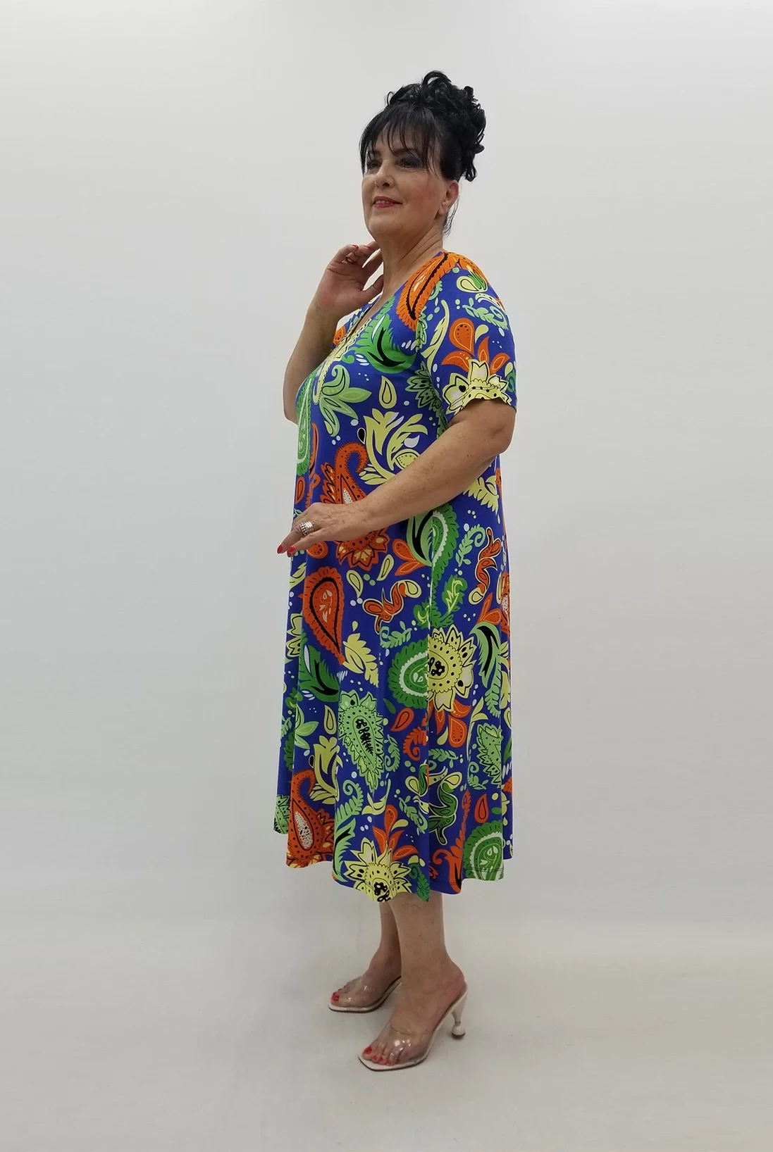 Miraggio Büyük Beden Elbise 99813 SAKS/YEŞİL