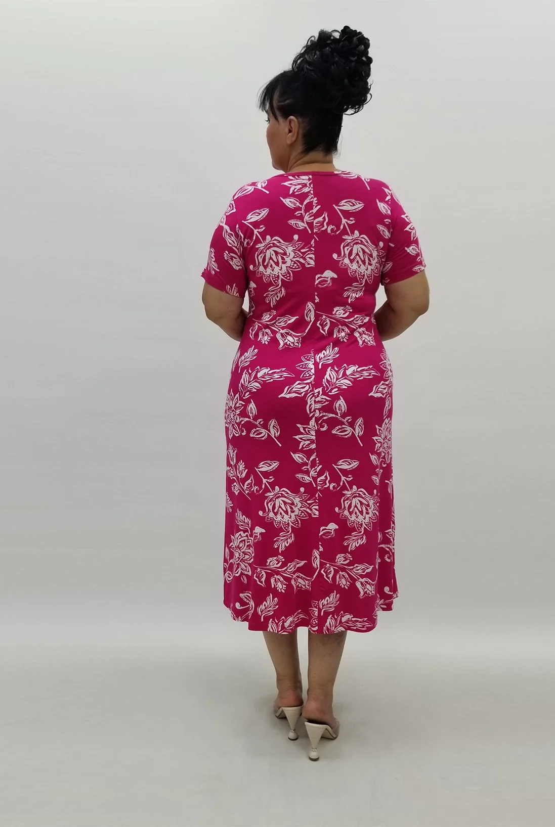 Miraggio Büyük Beden Elbise 99883 BEYAZ/FUŞYA