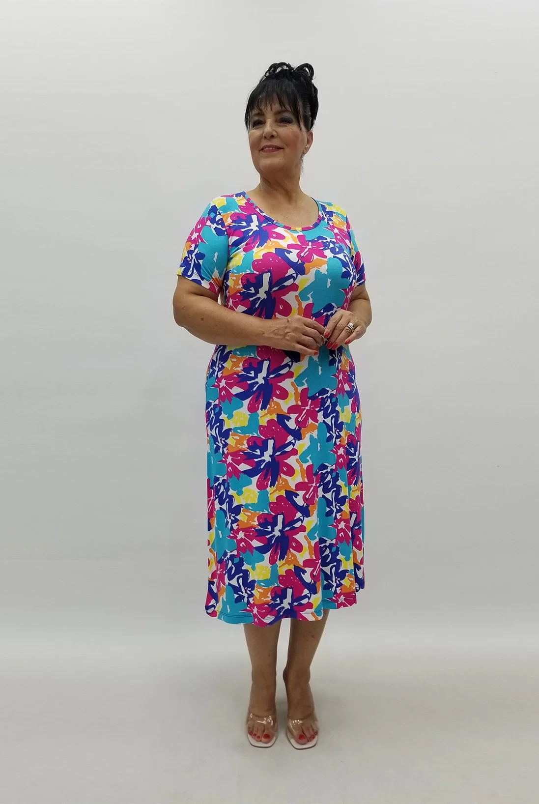 Miraggio Büyük Beden Elbise 99883 SAKS/FUŞYA