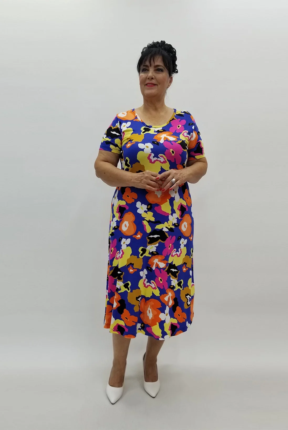 Miraggio Büyük Beden Elbise 99883 SAKS/ORANJ